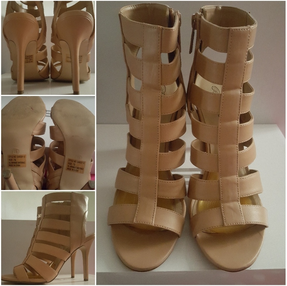 Nude Caged Heels